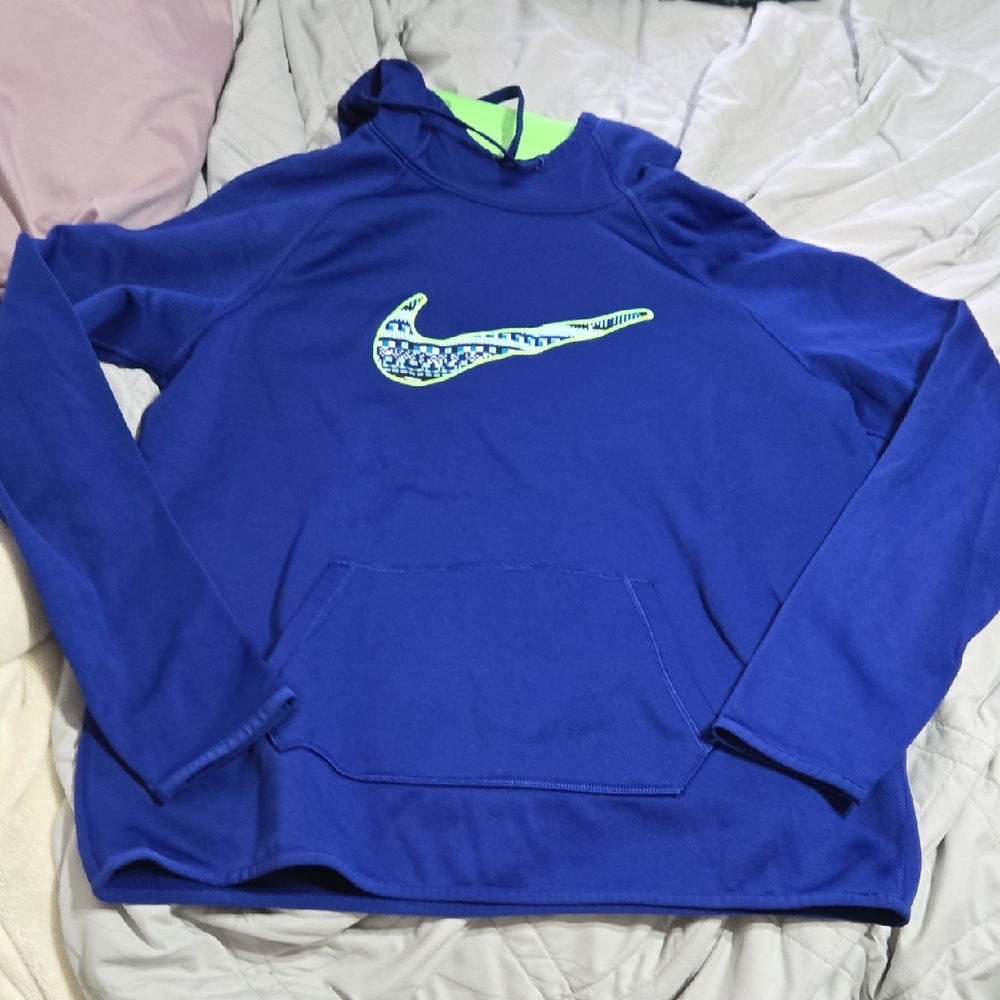 Nike Blue Hoodie Sweatshirt with Pixelated Swoosh